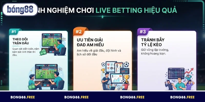 Live Betting BONG88 - Cập Nhật Kèo Nhanh, Đặt Cược Dễ Dàng 4 Bí quyết nâng cao hiệu quả khi chơi live betting