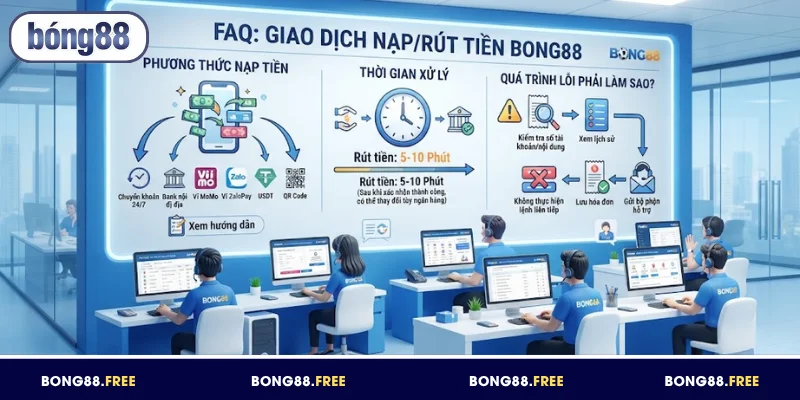 Câu Hỏi Thường Gặp BONG88 - Giải Đáp Chi Tiết Mọi Thắc Mắc 3 Câu hỏi thường gặp BONG88 liên quan đến giao dịch nạp/rút