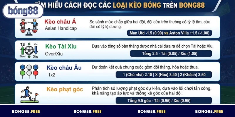 Tìm hiểu cách đọc các loại kèo bóng đá trên BONG88